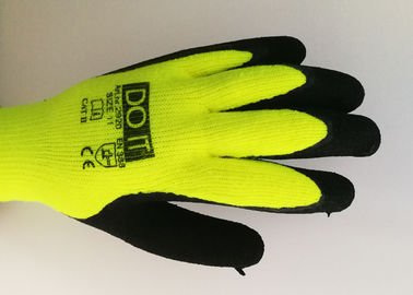 Fluorescent Yellow Latex Palm Coated Gloves , Rubber Coated Gloves Knit Wrist Type