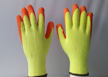 10 Gauge Latex Coated Gloves Yellow Cotton / Polyester Knitted For Construction