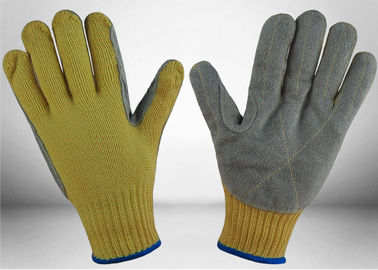 Cow Split Leather Cut Resistant Gloves 7 Gauge Aramid Knitted Fully Protective
